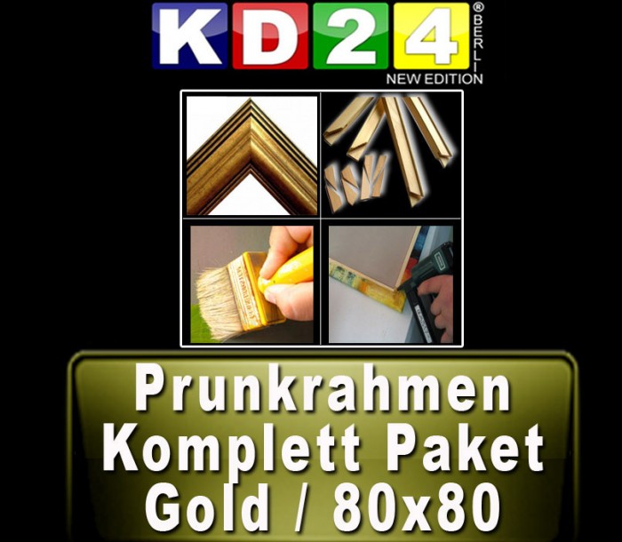 Bilderrahmen Prunkrahmen Komplettpaket GOLD 80x80cm