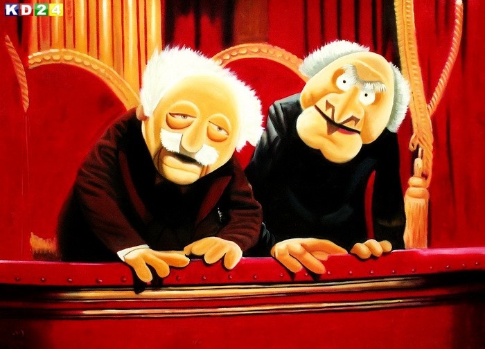 Muppet Opas Waldorf & Statler i80150 80x110 CM Ölgemälde handgemalt